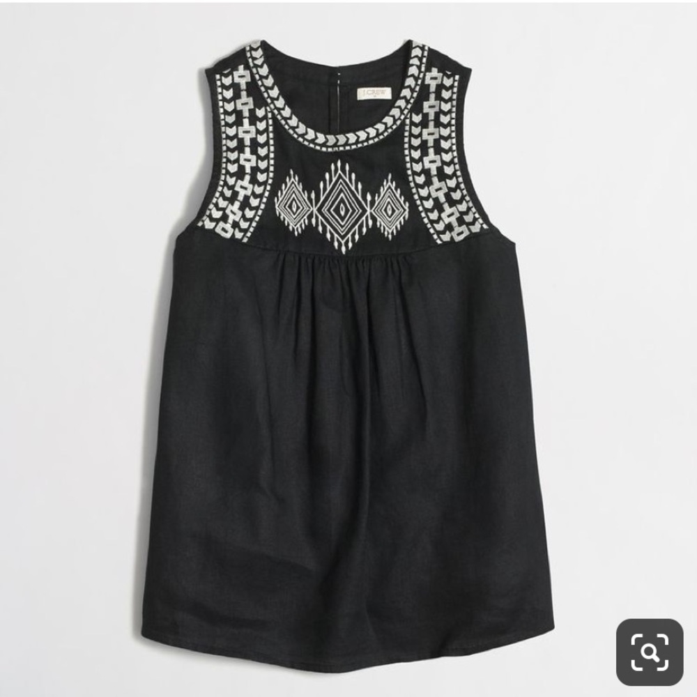 J Crew Factory embroidered linen tank